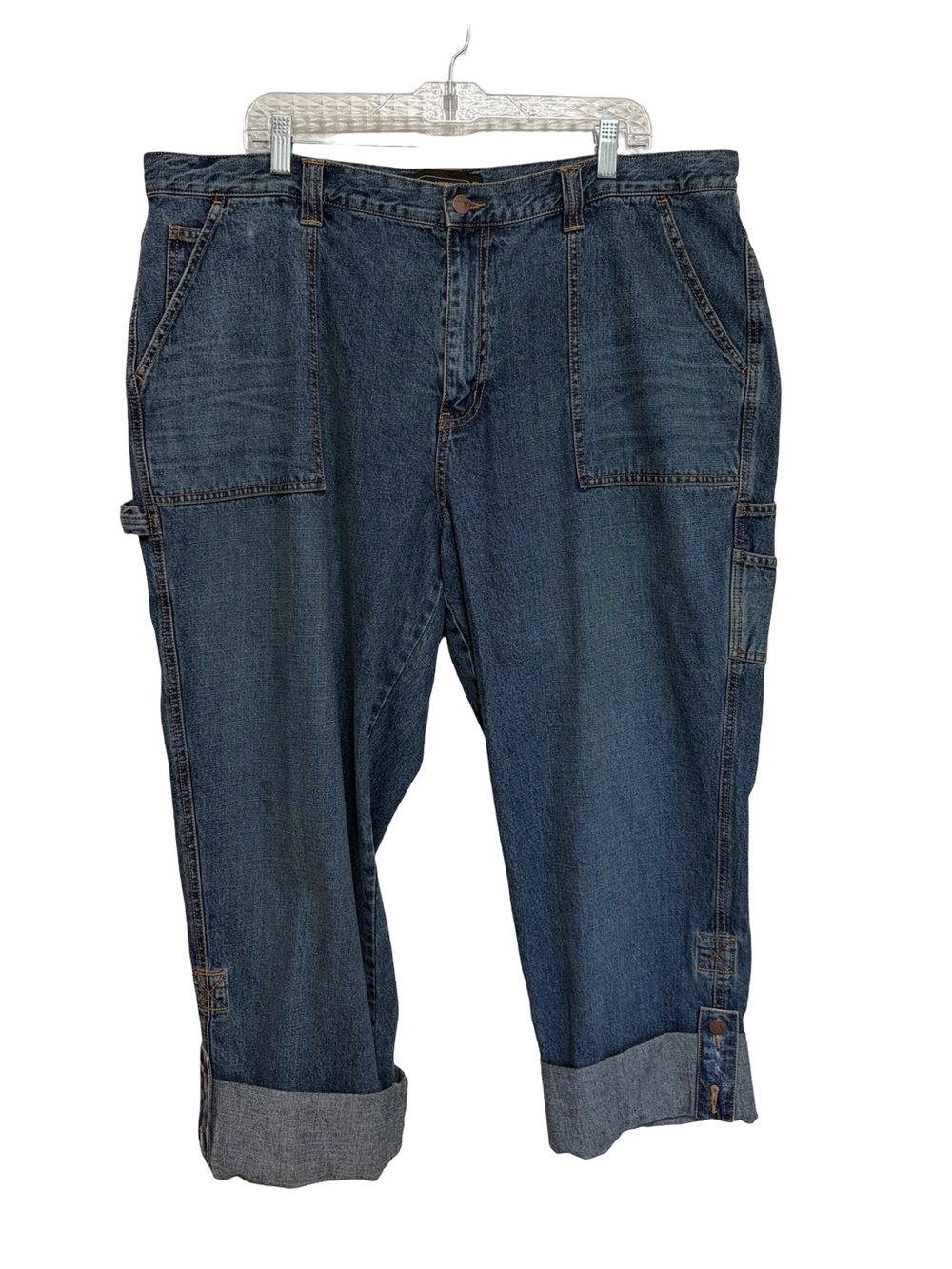 NEW Venezia Lane Bryant Utility Patch Pocket Roll Tab Straight Jeans - Size 22